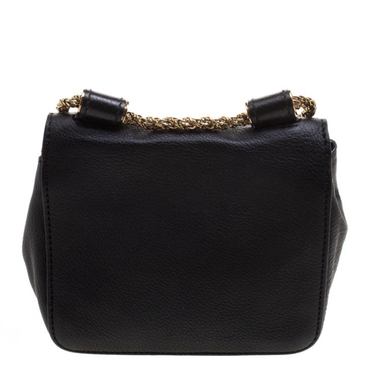Pre Owned Chloe Black Leather Mini Elsie Crossbody Bag