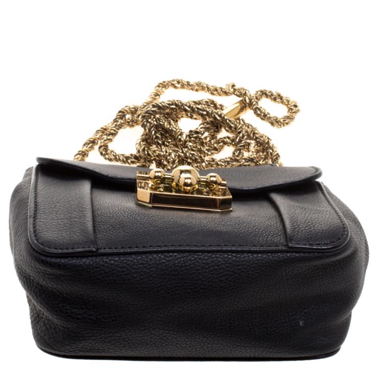 Pre Owned Chloe Black Leather Mini Elsie Crossbody Bag
