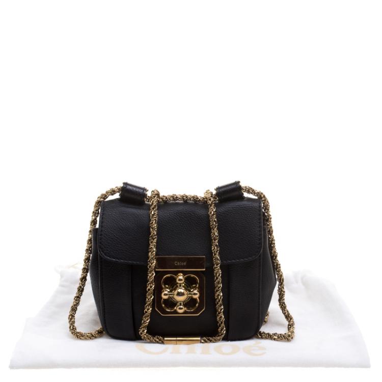 Pre Owned Chloe Black Leather Mini Elsie Crossbody Bag