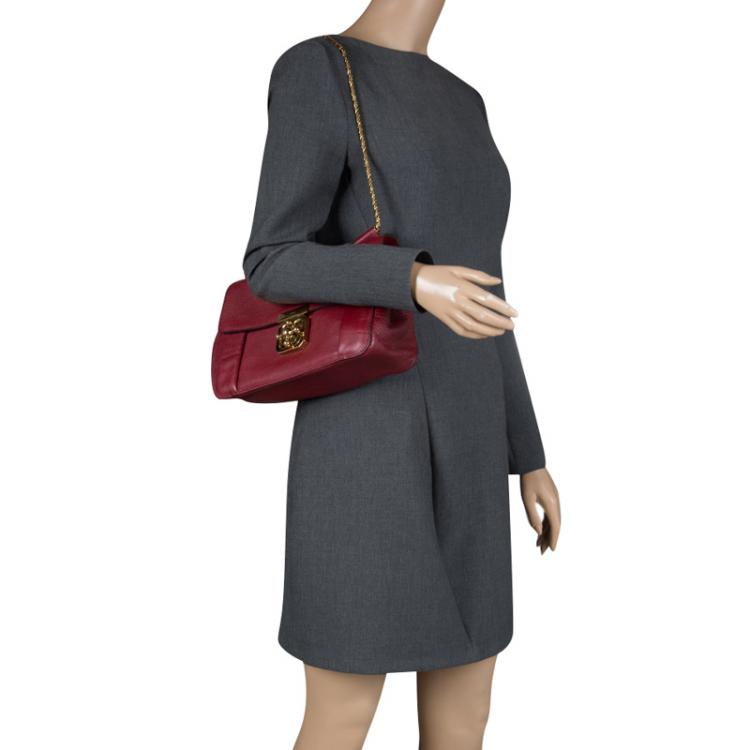 Pre Owned Chloe Bordeaux Leather Medium Elsie Shoulder Bag