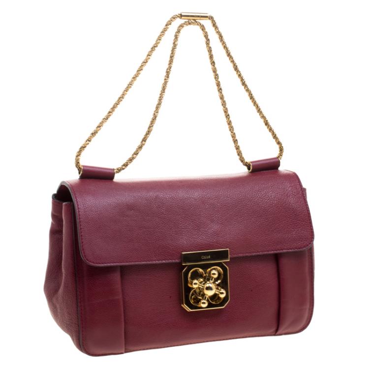 Pre Owned Chloe Bordeaux Leather Medium Elsie Shoulder Bag