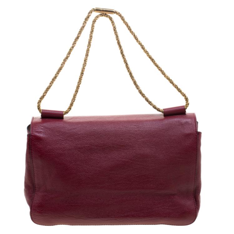 Pre Owned Chloe Bordeaux Leather Medium Elsie Shoulder Bag