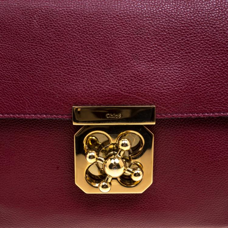 Pre Owned Chloe Bordeaux Leather Medium Elsie Shoulder Bag