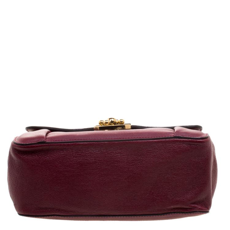 Pre Owned Chloe Bordeaux Leather Medium Elsie Shoulder Bag