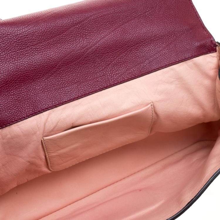 Pre Owned Chloe Bordeaux Leather Medium Elsie Shoulder Bag