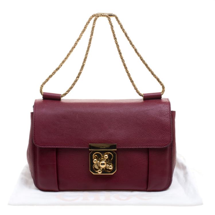 Pre Owned Chloe Bordeaux Leather Medium Elsie Shoulder Bag
