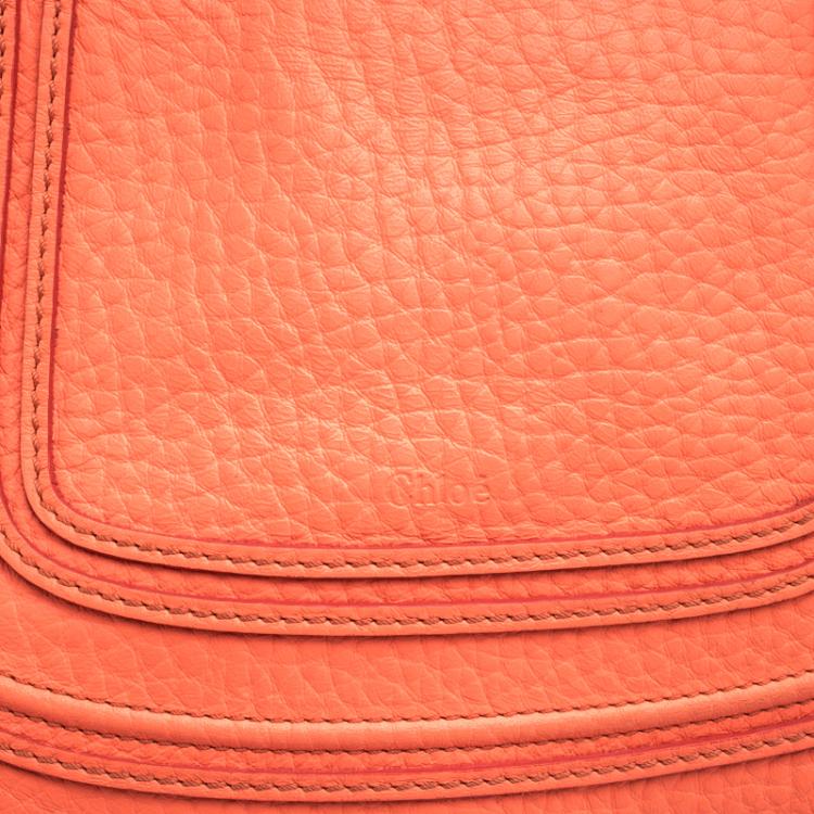 Pre Owned Chloe Neon Orange Leather Medium Marcie Satchel