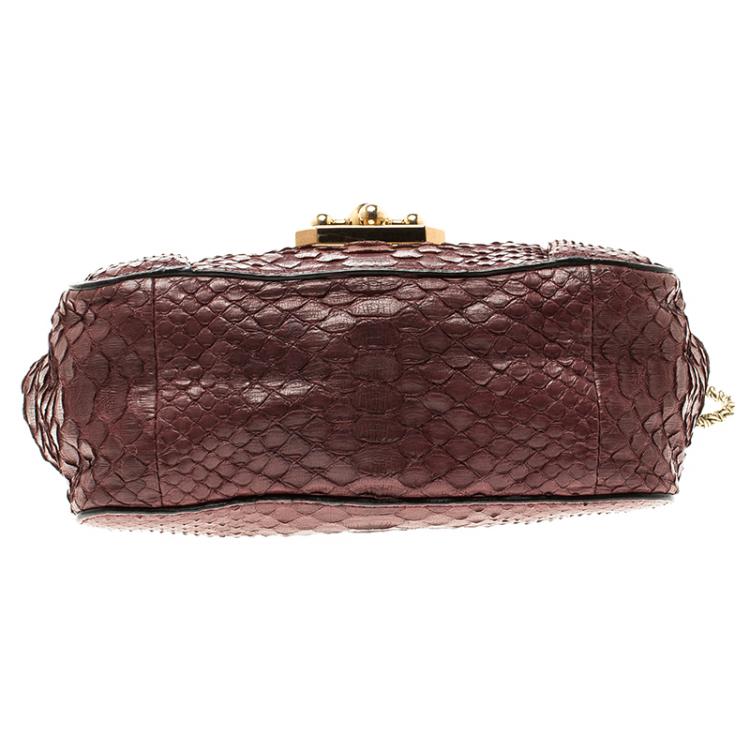 Pre Owned Chloe Burgundy Python Small Elsie Shoulder Bag