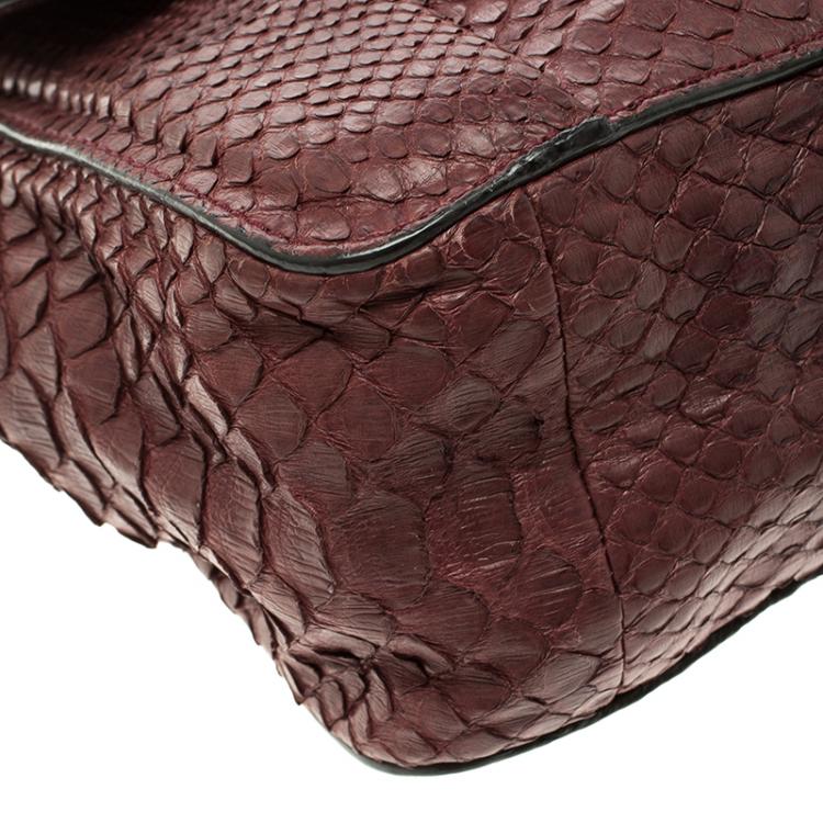 Pre Owned Chloe Burgundy Python Small Elsie Shoulder Bag