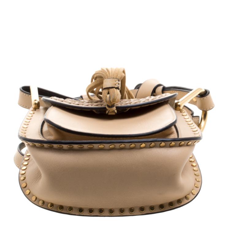 Pre Owned Chloe Pearl Beige Leather Mini Hudson Shoulder Bag
