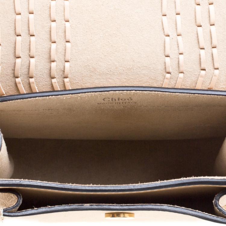 Pre Owned Chloe Pearl Beige Leather Mini Hudson Shoulder Bag