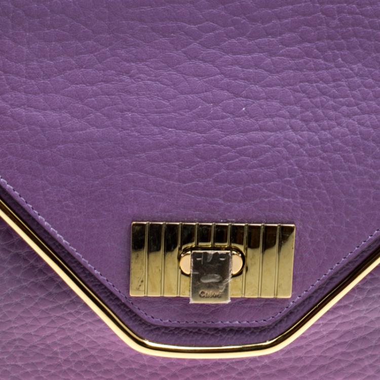 Pre Owned Chloe Purple Leather Medium Sally Flap Shoulder Bag