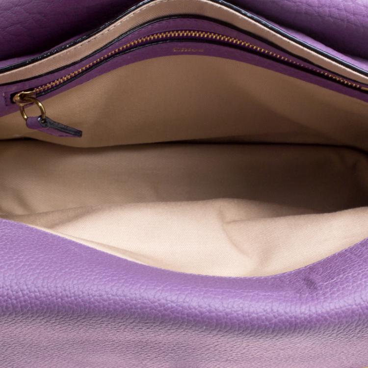 Pre Owned Chloe Purple Leather Medium Sally Flap Shoulder Bag