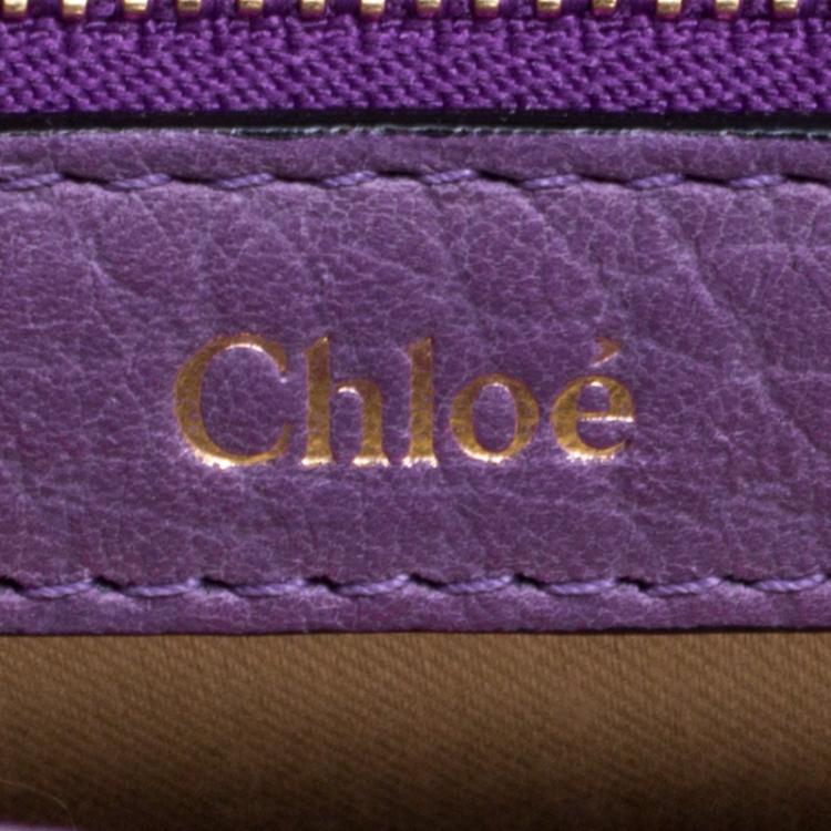 Pre Owned Chloe Purple Leather Medium Sally Flap Shoulder Bag