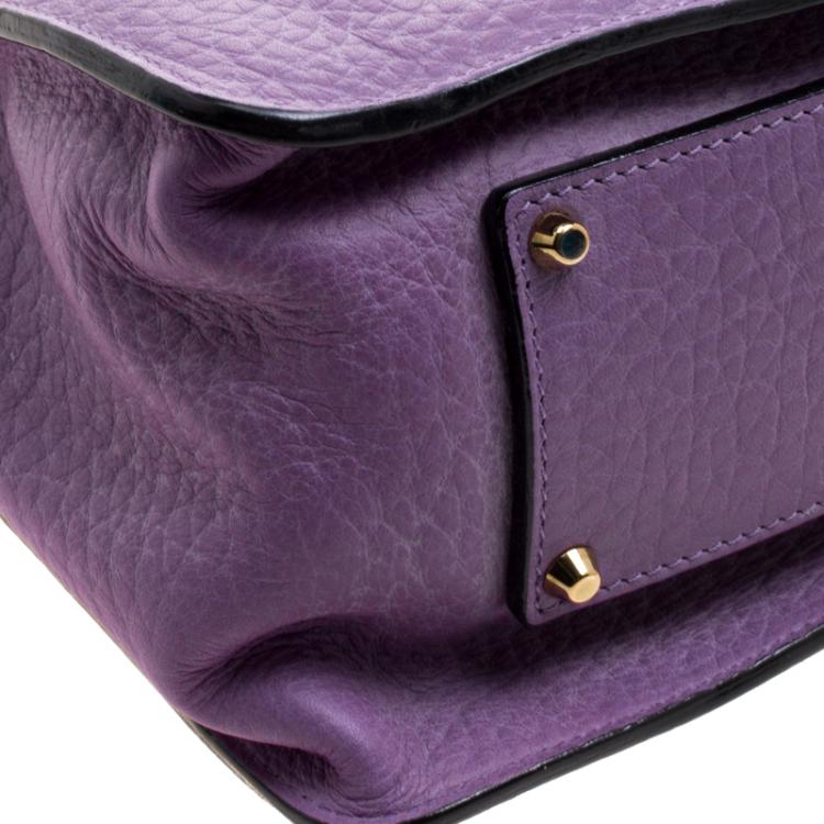 Pre Owned Chloe Purple Leather Medium Sally Flap Shoulder Bag