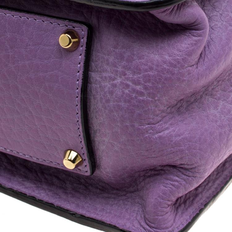 Pre Owned Chloe Purple Leather Medium Sally Flap Shoulder Bag