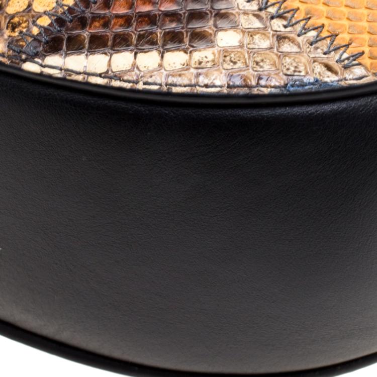 Pre Owned Chloe Black/Multicolor Leather/Python and Lizard Medium Drew Shoulder Bag