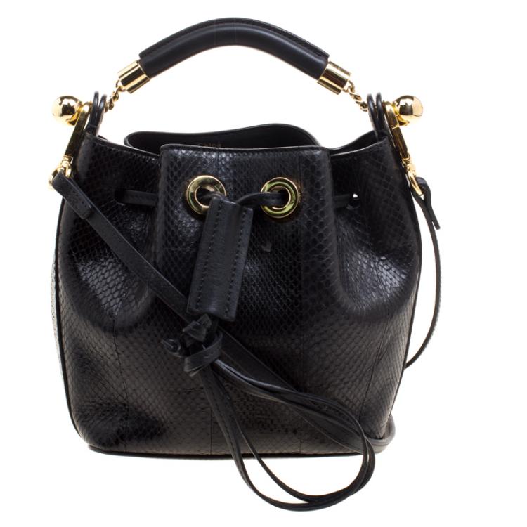Pre Owned Chloe Black Python and Leather Gala Bucket Bag