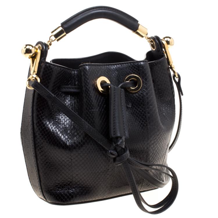 Pre Owned Chloe Black Python and Leather Gala Bucket Bag