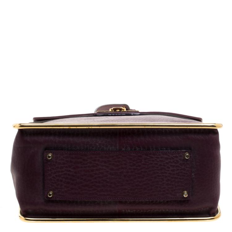 Pre Owned Chloe Purple Pebbled Leather Medium Sally Flap Shoulder Bag