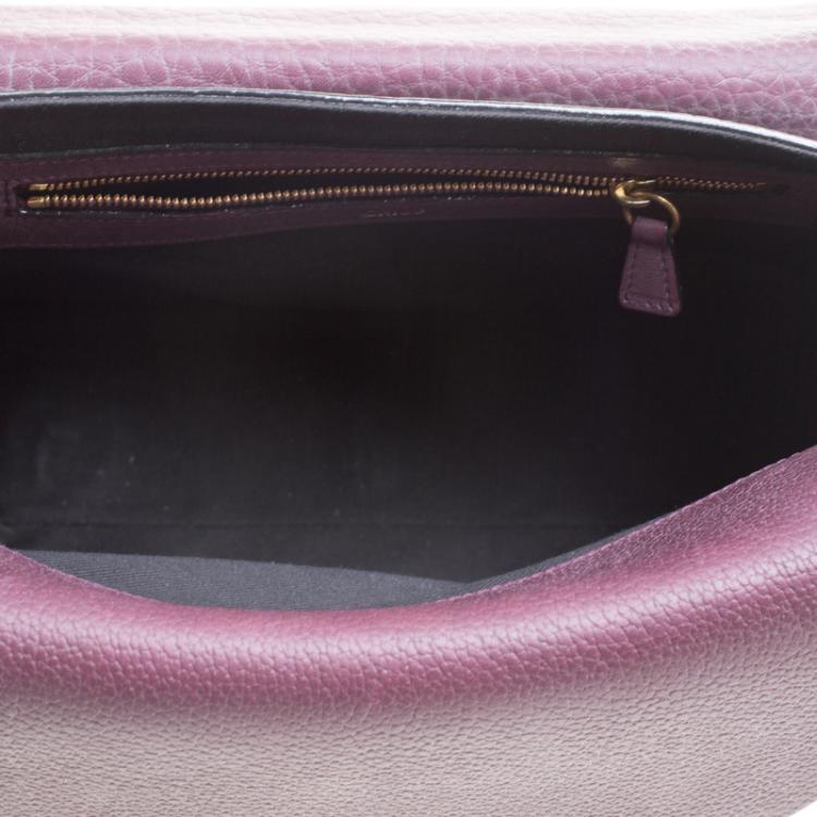 Pre Owned Chloe Purple Pebbled Leather Medium Sally Flap Shoulder Bag