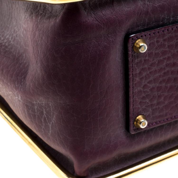 Pre Owned Chloe Purple Pebbled Leather Medium Sally Flap Shoulder Bag