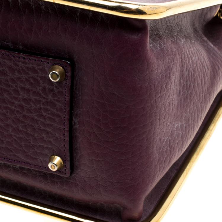 Pre Owned Chloe Purple Pebbled Leather Medium Sally Flap Shoulder Bag