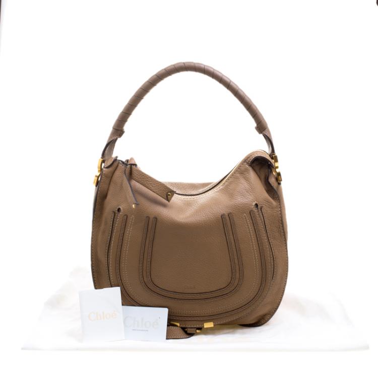 Pre Owned Chloe Brown Leather Medium Marcie Hobo