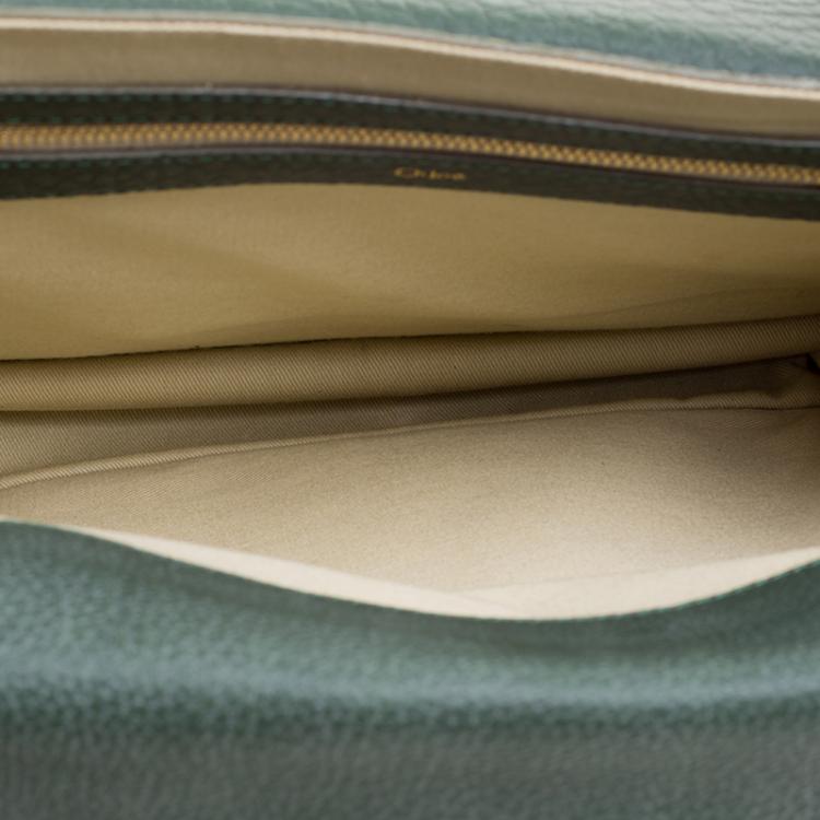 Pre Owned Chloe Green Pebbled Leather Medium Sally Flap Shoulder Bag