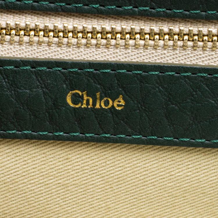 Pre Owned Chloe Green Pebbled Leather Medium Sally Flap Shoulder Bag