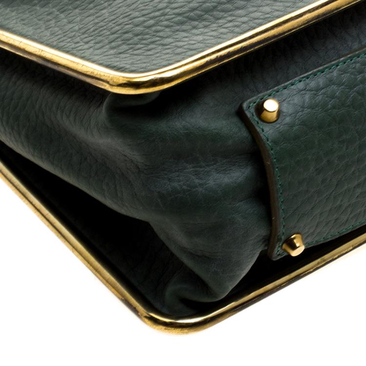 Pre Owned Chloe Green Pebbled Leather Medium Sally Flap Shoulder Bag