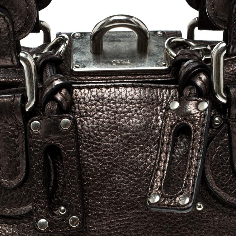 Pre Owned Chloe Metallic Grey Leather Mini Paddington Satchel