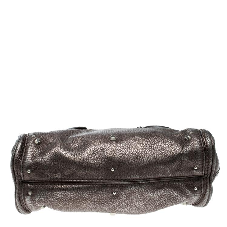 Pre Owned Chloe Metallic Grey Leather Mini Paddington Satchel
