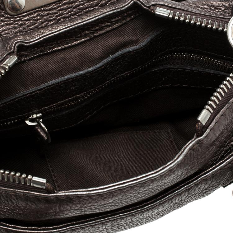 Pre Owned Chloe Metallic Grey Leather Mini Paddington Satchel
