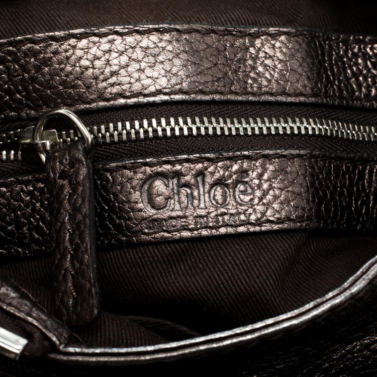 Pre Owned Chloe Metallic Grey Leather Mini Paddington Satchel