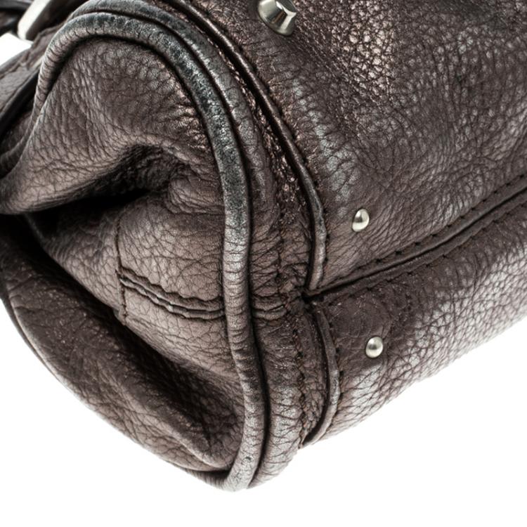 Pre Owned Chloe Metallic Grey Leather Mini Paddington Satchel