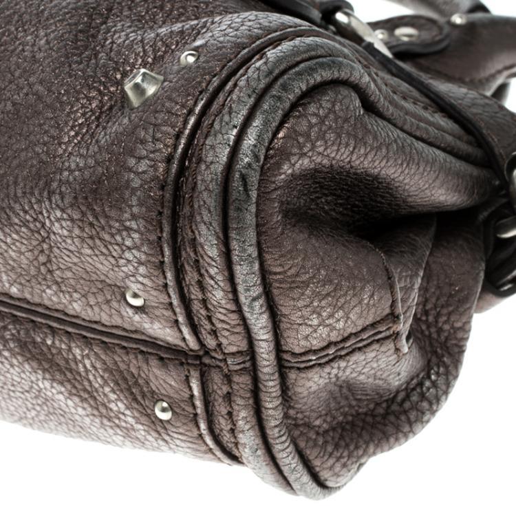 Pre Owned Chloe Metallic Grey Leather Mini Paddington Satchel