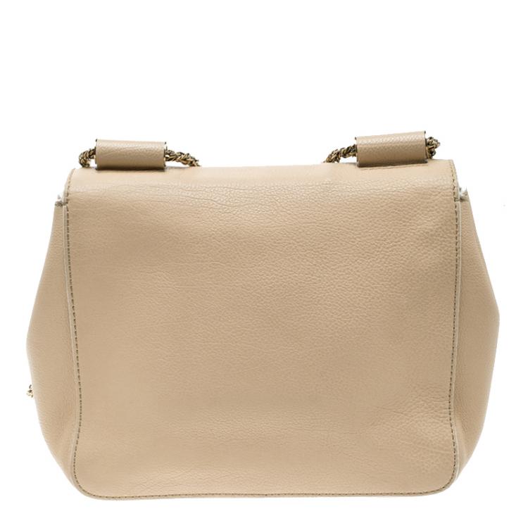 Pre Owned Chloe Beige Leather Small Elsie Shoulder Bag