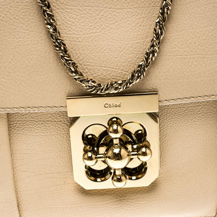 Pre Owned Chloe Beige Leather Small Elsie Shoulder Bag