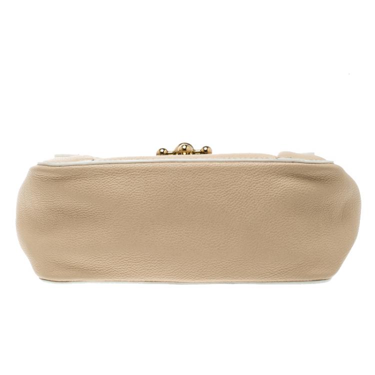 Pre Owned Chloe Beige Leather Small Elsie Shoulder Bag