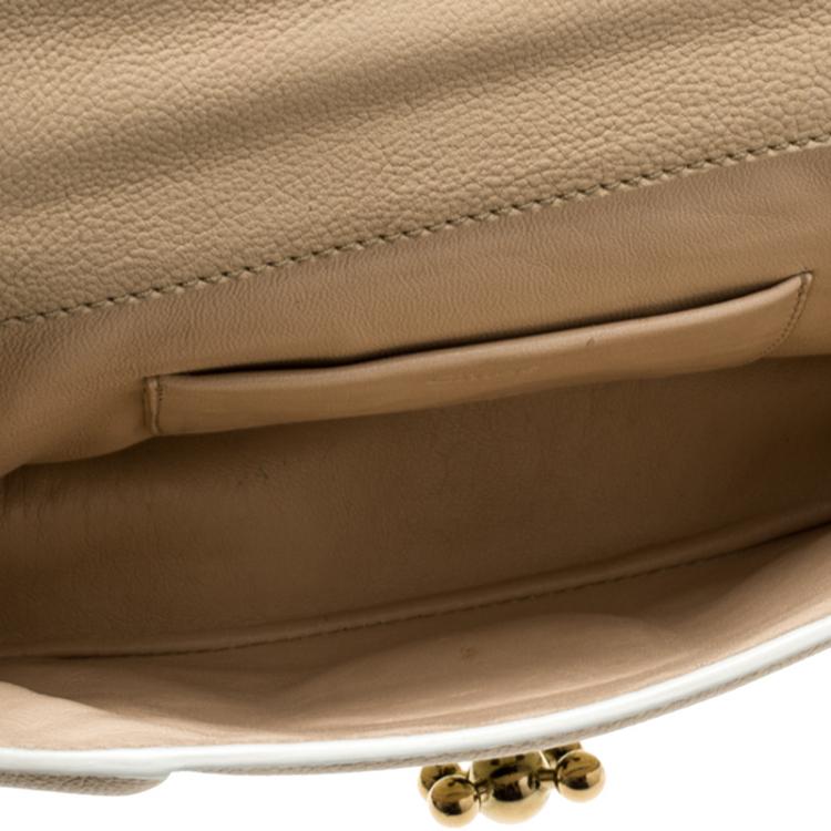 Pre Owned Chloe Beige Leather Small Elsie Shoulder Bag