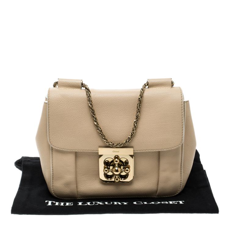 Pre Owned Chloe Beige Leather Small Elsie Shoulder Bag