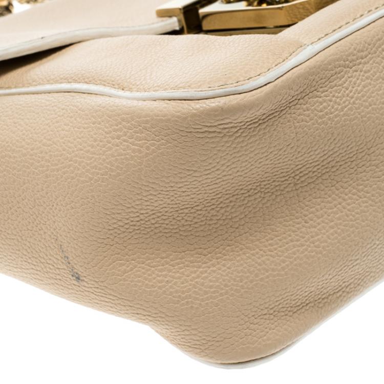 Pre Owned Chloe Beige Leather Small Elsie Shoulder Bag