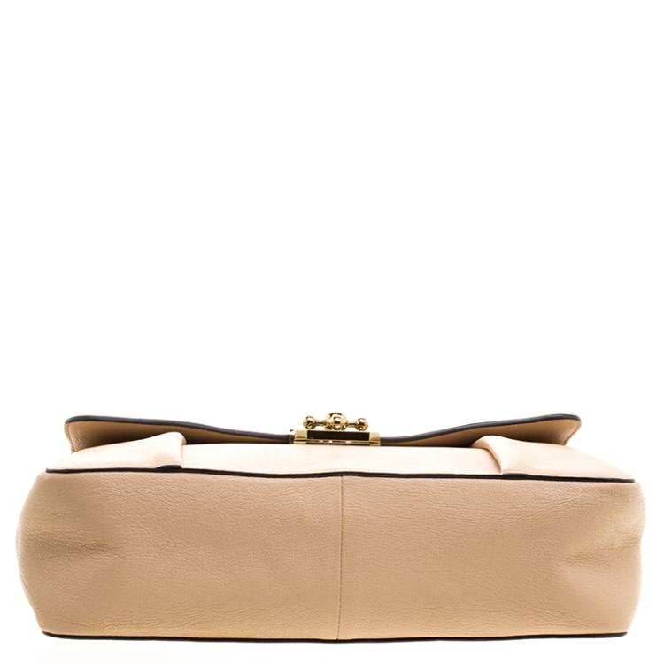 Pre Owned Chloe Peach Leather Large Elsie Shoulder Bag