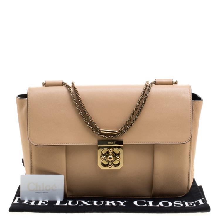 Pre Owned Chloe Peach Leather Large Elsie Shoulder Bag