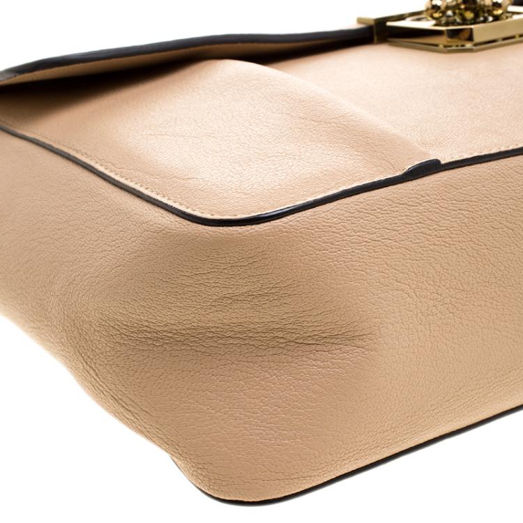 Pre Owned Chloe Peach Leather Large Elsie Shoulder Bag