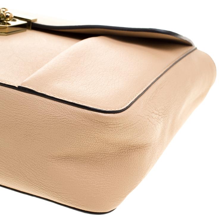 Pre Owned Chloe Peach Leather Large Elsie Shoulder Bag