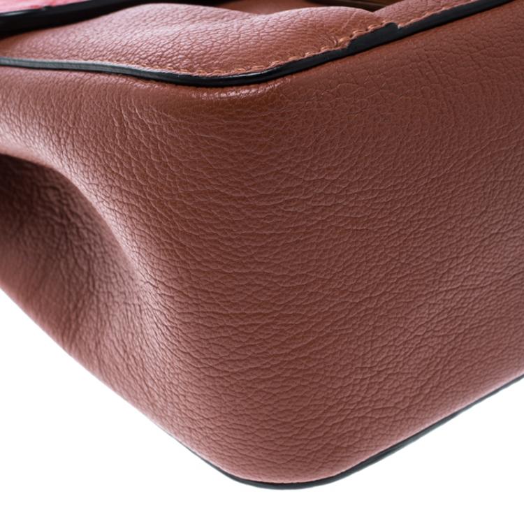 Pre Owned Chloe Bi Color Ostrich and Leather Small Elsie Shoulder Bag