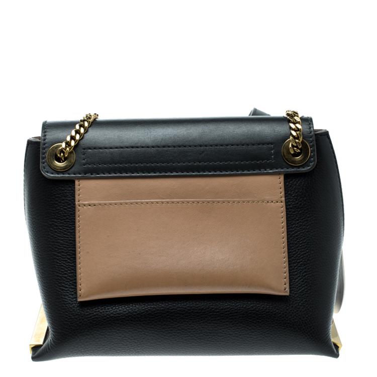 Pre Owned Chloe Black/Beige Leather Small Clare Shoulder Bag