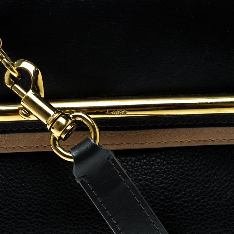 Pre Owned Chloe Black/Beige Leather Small Clare Shoulder Bag